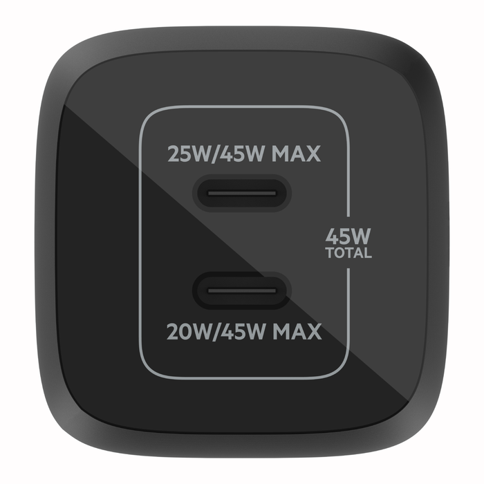 2-poorts USB-C&reg; GaN-wandlader met PPS (45 W), Zwart, hi-res